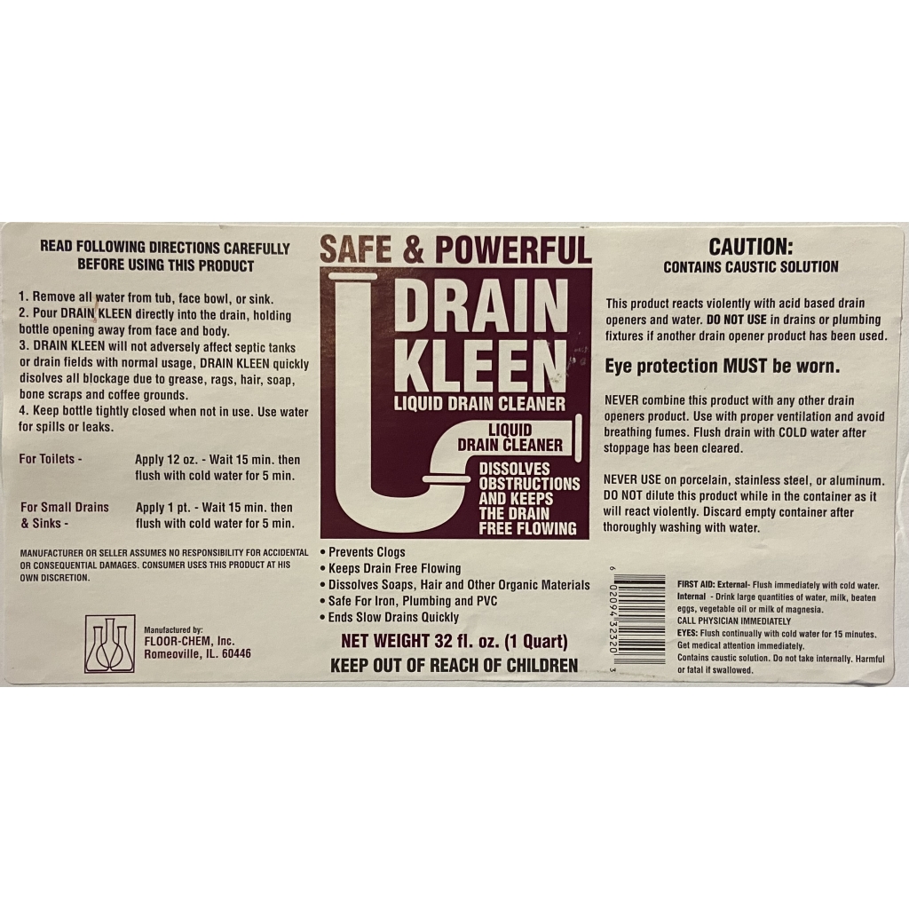 FC 019 Drain Kleen <br>Caustic Base <br>Drain Opener